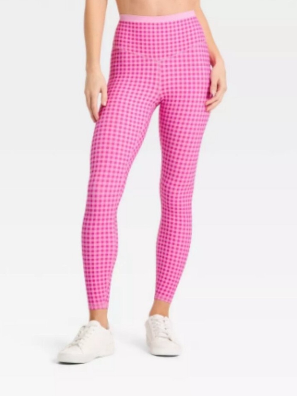 Women’s Joy Lab  High-Rise Piped Pink Gingham 7/8 Leggings Medium New